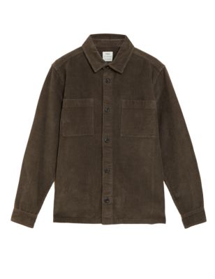 

Mens M&S Collection Pure Cotton Corduroy Overshirt - Medium Brown, Medium Brown