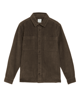 

Mens M&S Collection Pure Cotton Corduroy Overshirt - Medium Brown, Medium Brown