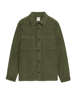 

Mens M&S Collection Pure Cotton Corduroy Overshirt - Soft Green, Soft Green