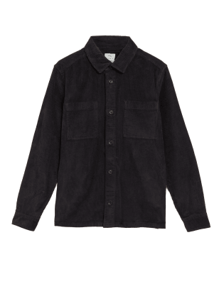 

Mens M&S Collection Pure Cotton Corduroy Overshirt - Charcoal, Charcoal