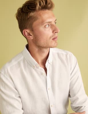 

M&S Collection Camisa 100% linoMens - White, White