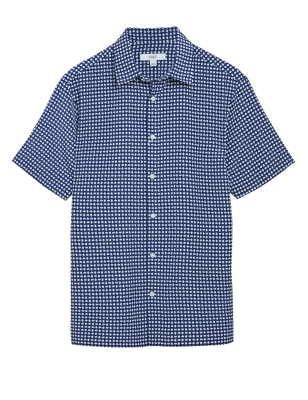 

Mens M&S Collection Geometric Print Shirt - Bright Blue, Bright Blue