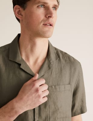  Chemise 100 % lin à revers - Khaki