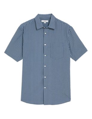 Mens M&S Collection Check Shirt - Navy Mix
