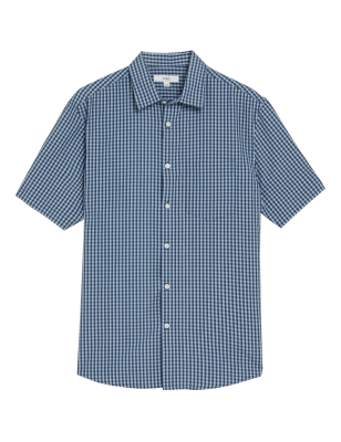 Mens M&S Collection Check Shirt - Navy Mix