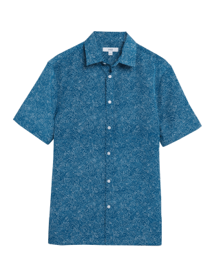 

Mens M&S Collection Geometric Print Shirt - Blue Mix, Blue Mix