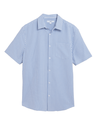 

Mens M&S Collection Check Shirt - Blue Mix, Blue Mix