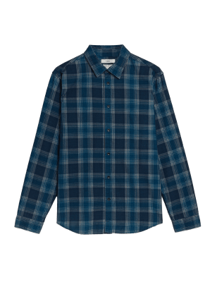 

Mens M&S Collection Pure Cotton Check Corduroy Shirt - Dark Green, Dark Green