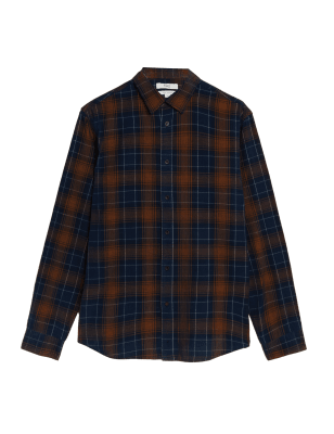 

Mens M&S Collection Pure Cotton Check Corduroy Shirt - Toffee, Toffee