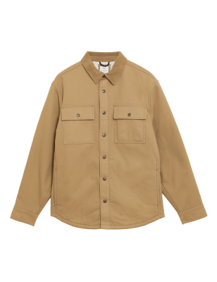 

Mens M&S Collection Canvas Borg Lined Shacket with Stormwear™ - Dark Sand, Dark Sand