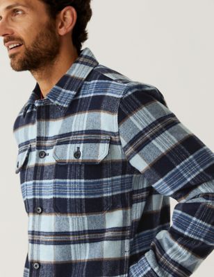 Quilt Lined Check Overshirt with Wool - MV