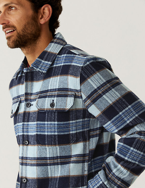 Quilt Lined Check Overshirt with Wool - US