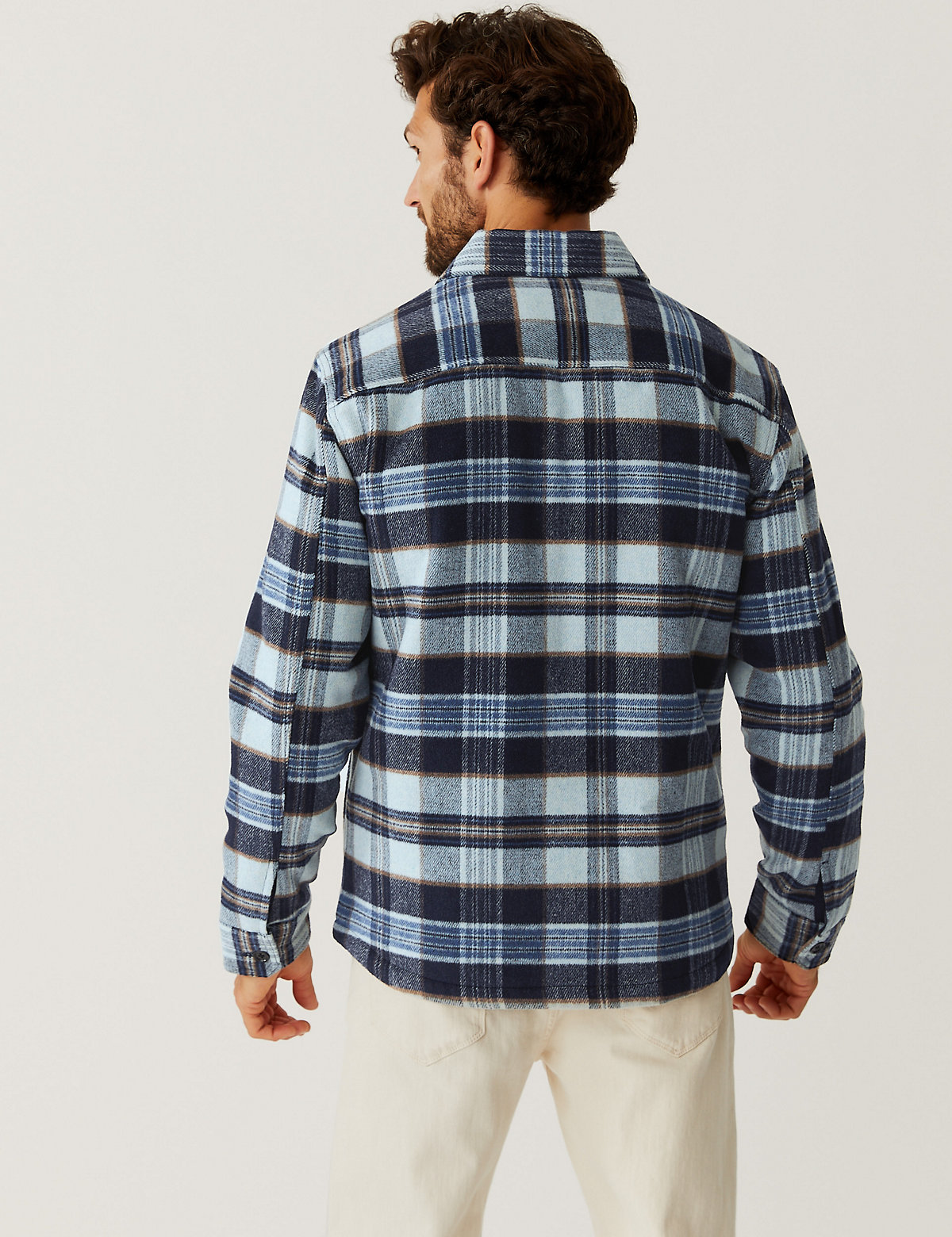 Quilt Lined Check Overshirt with Wool