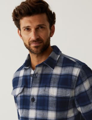 Cotton Rich Check Double Faced Overshirt | M&S Collection | M&S