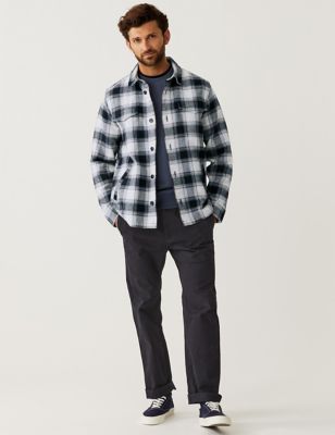 Cotton Rich Check Double Faced Overshirt | M&S VN
