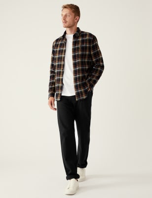 

Mens M&S Collection Kariertes Flanellhemd aus reiner Baumwolle - Navy, Navy