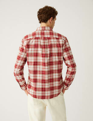 RED AND WHITE BRUSHED FLANNEL PLAID SHIRT, CHILD