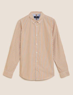 

M&S Collection Camisa de rayas 100% algodónMens - Dark Gold, Dark Gold