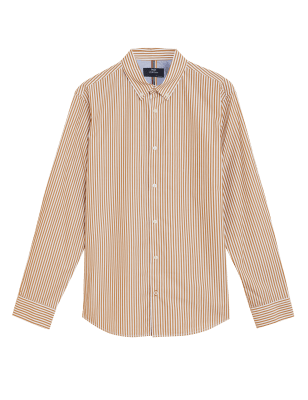 

Mens M&S Collection Pure Cotton Striped Oxford Shirt - Dark Gold, Dark Gold