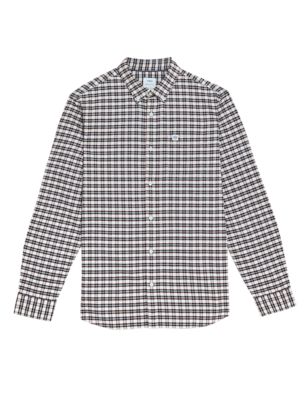 

Mens M&S Collection Pure Cotton Check Oxford Shirt - Ecru, Ecru