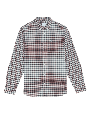 

Mens M&S Collection Pure Cotton Check Oxford Shirt - Ecru, Ecru