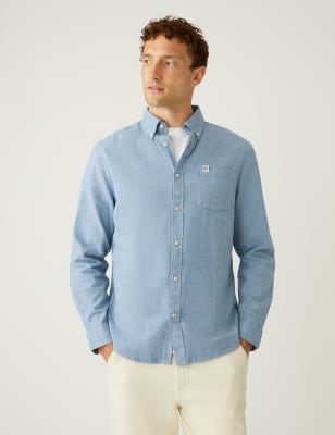 

Mens M&S Collection Flannel-Hemd aus reiner Baumwolle - Light Blue, Light Blue