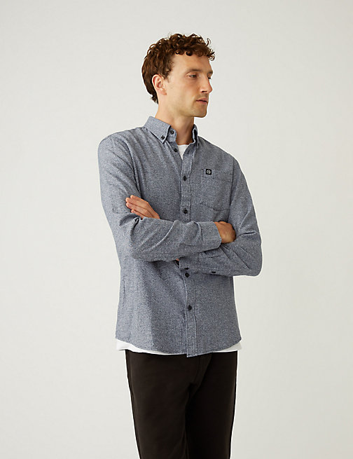 Marks And Spencer Mens M&S Collection Pure Cotton Flannel Shirt - Charcoal, Charcoal