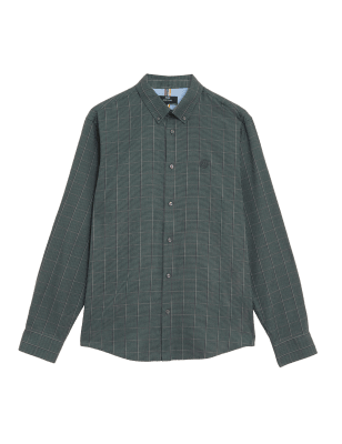 

M&S Collection Camisa de cuadros de algodón cepilladoMens - Khaki Mix, Khaki Mix