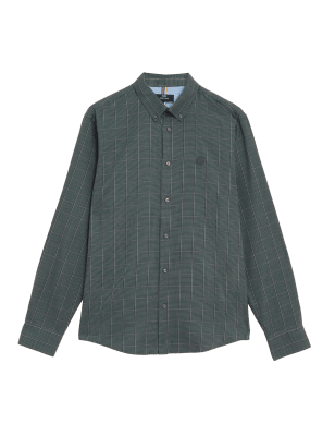 

Mens M&S Collection Brushed Cotton Rich Check Shirt - Khaki Mix, Khaki Mix