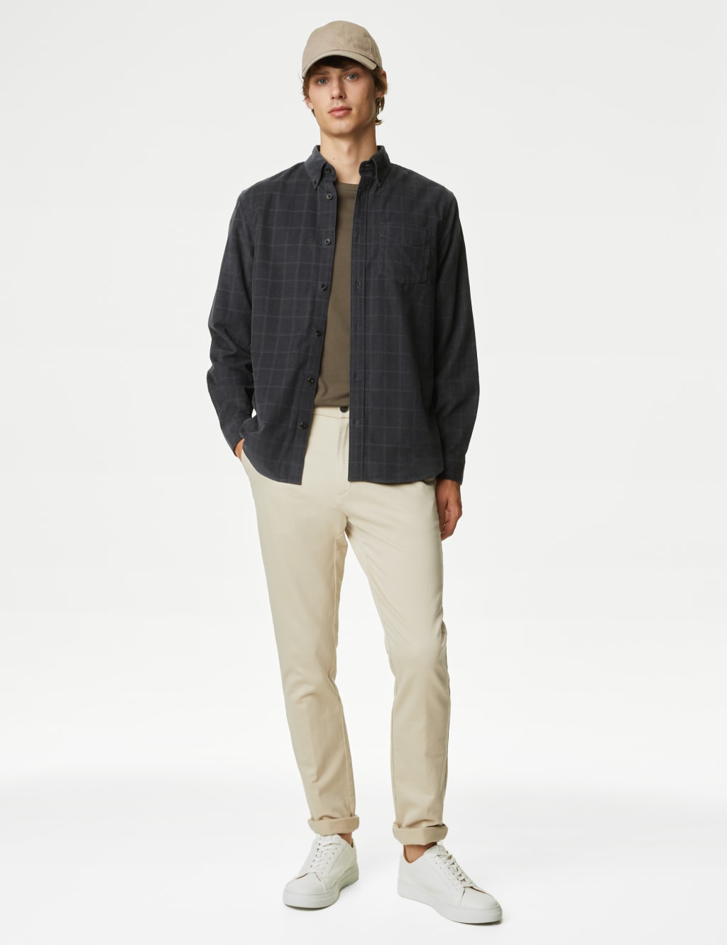 Pure Cotton Corduroy Check Shirt image 1