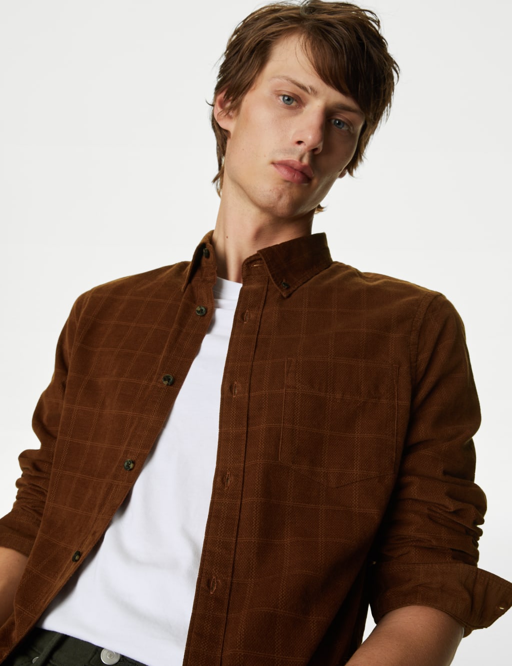 Pure Cotton Corduroy Check Shirt image 1