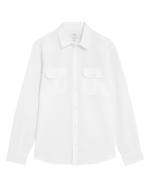 

Mens M&S Collection Hemd mit hohem Leinenanteil - White, White