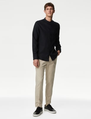 Pure Linen Grandad Collar Shirt | M&S US