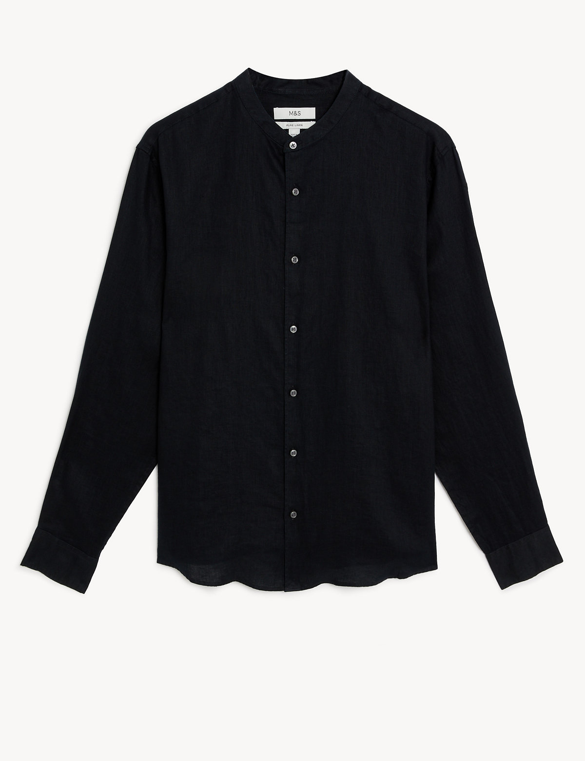 Pure Linen Grandad Collar Shirt