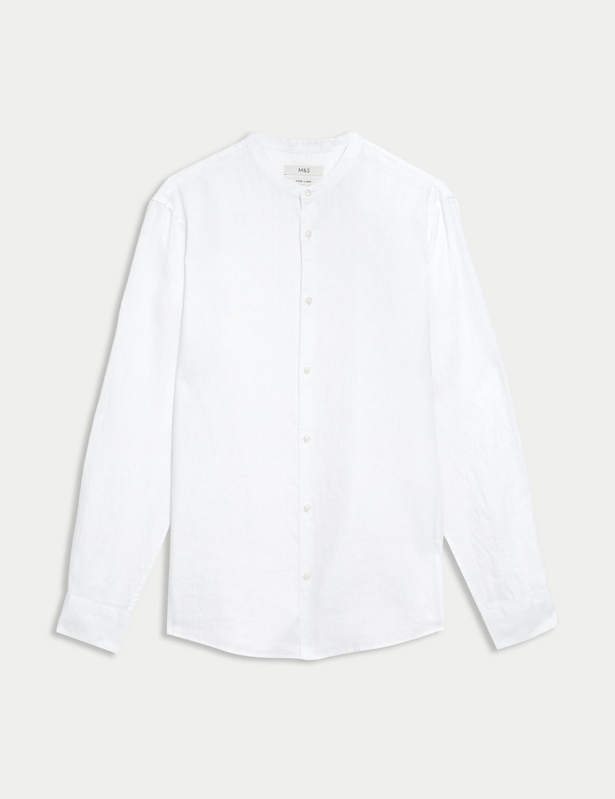 Pure Linen Grandad Collar Shirt