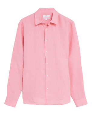 

Mens M&S Collection Pure Linen Shirt - Bright Pink, Bright Pink