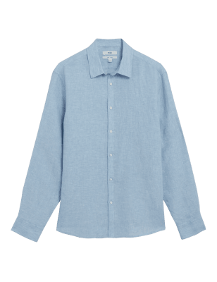 

M&S Collection Camisa 100% linoMens - Light Blue, Light Blue