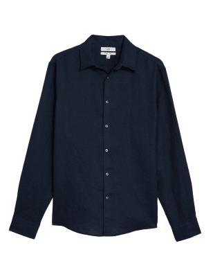 

Mens M&S Collection Pure Linen Shirt - Navy, Navy