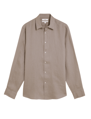 

Mens M&S Collection Pure Linen Shirt - Light Brown, Light Brown