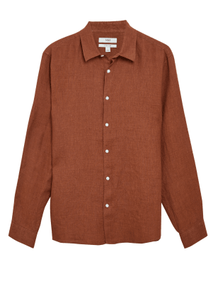 

Mens M&S Collection Pure Linen Shirt - Dark Brown, Dark Brown