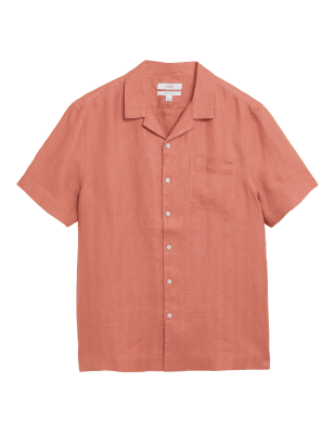 

Mens M&S Collection Pure Linen Revere Shirt - Orange, Orange