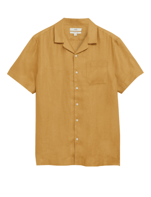 

M&S Collection Camisa 100% lino con solapaMens - Dark Gold, Dark Gold