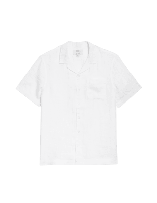 

Mens M&S Collection Pure Linen Revere Shirt - White, White