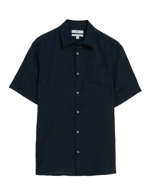 

Mens M&S Collection Pure Linen Shirt - Navy, Navy