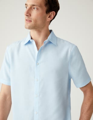 

Mens M&S Collection Geometric Print Shirt - Pale Blue, Pale Blue