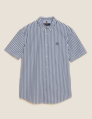 

M&S Collection Camisa de algodón premium de rayasMens - Dark Navy, Dark Navy