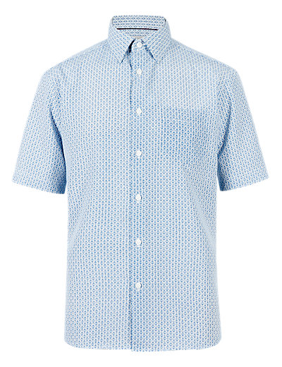Easy Care Soft Touch Geometric Print Shirt | M&S