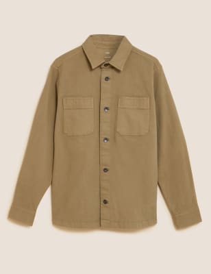 

Mens M&S Collection Cotton Rich Denim Overshirt - Sand, Sand