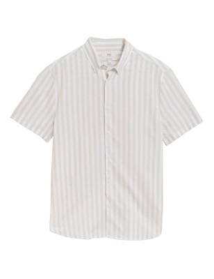 

Mens M&S Collection Linen Blend Striped Shirt - Neutral, Neutral