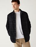 Cotton Blend Corduroy Borg Lined Check Shacket